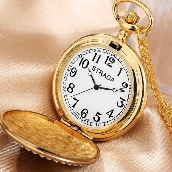 Honey Bee NEW Pocket Watch Gold Tone Jewel Encrusted Bee Honeybee Gift - Picture 2 of 5